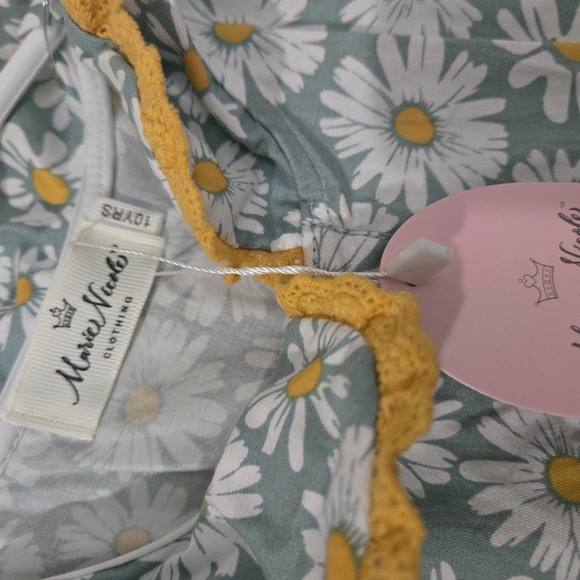 Size 10 Marie Nicole Floral Kids Casual Dress - Green and Yellow - Picture 4 of 5